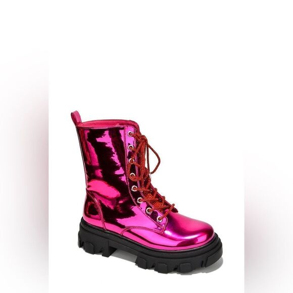 Cape Robbin Nunani Pink Combat Boots - Picture 2 of 5